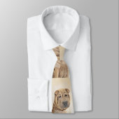 Shar Pei-schildering - Cute Original Dog Art Stropdas (Gebonden)