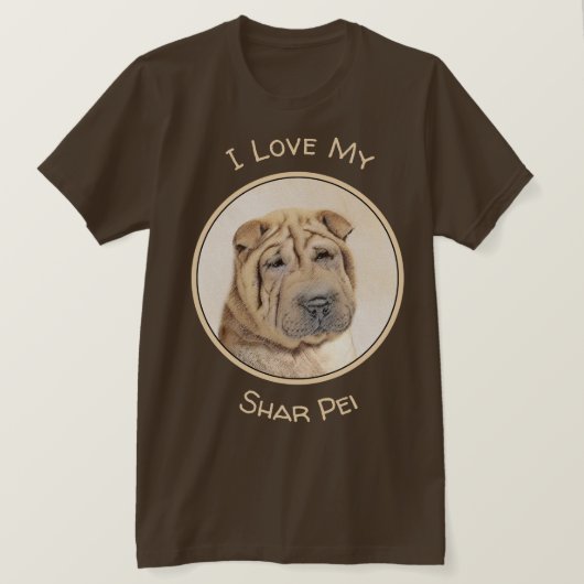 Shar Pei-schildering - Cute Original Dog Art T-shirt (Design voorkant)