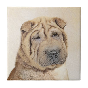 Shar Pei-schildering - Cute Original Dog Art Tegeltje