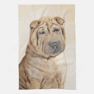Shar Pei-schildering - Cute Original Dog Art Theedoek