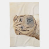 Shar Pei-schildering - Cute Original Dog Art Theedoek (Verticaal)