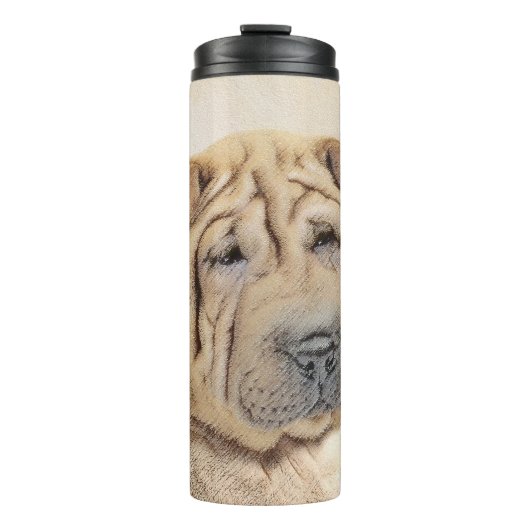 Shar Pei-schildering - Cute Original Dog Art Thermosbeker (Voorkant)