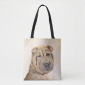 Shar Pei-schildering - Cute Original Dog Art Tote Bag (Voorkant)