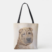 Shar Pei-schildering - Cute Original Dog Art Tote Bag (Achterkant)