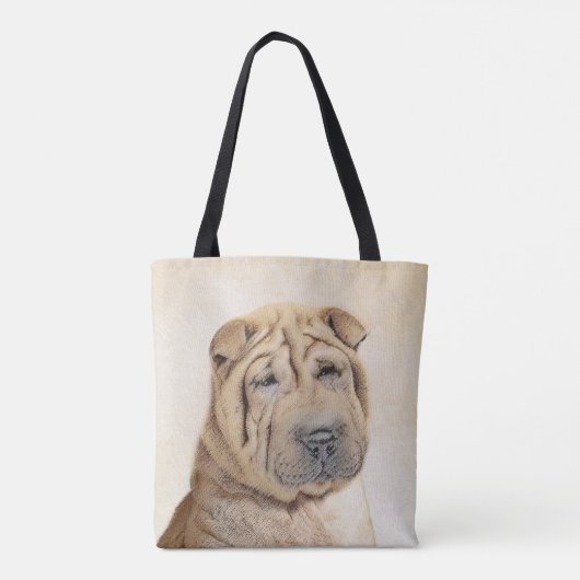 Shar Pei-schildering - Cute Original Dog Art Tote Bag (Achterkant)