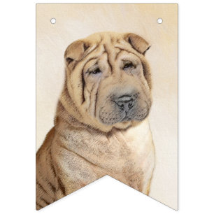 Shar Pei-schildering - Cute Original Dog Art Vlaggetjes