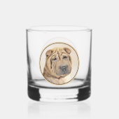Shar Pei-schildering - Cute Original Dog Art Whisky Glas (Achterkant)
