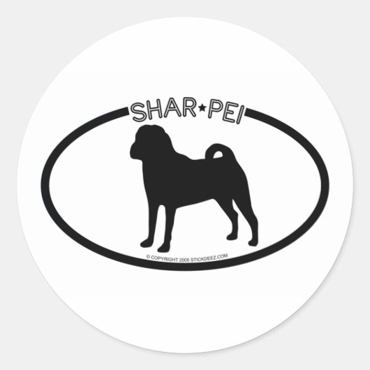 Shar Pei Silhouette Zwart Sticker (Voorkant)