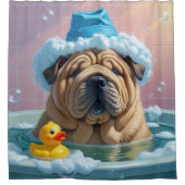 Shar Pei Sloppy Sleepy Schattige Funny Douchegordijn (Voorkant)