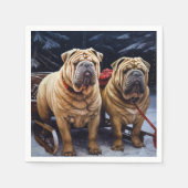 Shar Pei Sneeuw slee Christmas decoratie Servet (Voorkant)