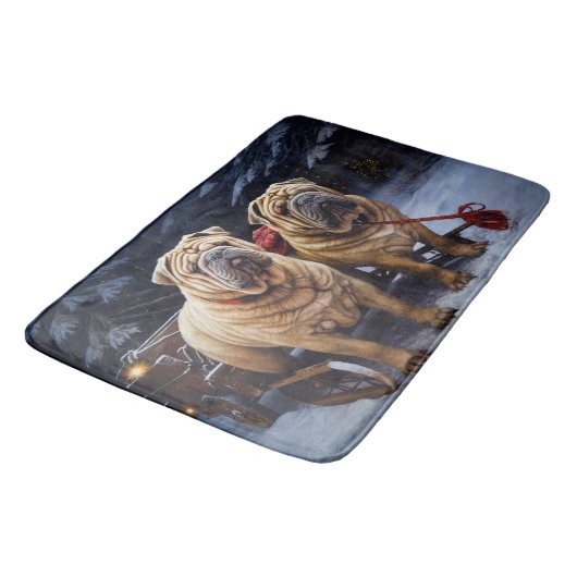 Shar Pei Snowy Sleigh Kerst Decor Badmat (Gekanteld)