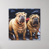 Shar Pei Snowy Sleigh Kerst Decor Canvas Afdruk (Voorkant)