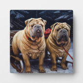 Shar Pei Snowy Sleigh Kerst Decor Fotoplaat (Voorkant)