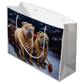 Shar Pei Snowy Sleigh Kerst Decor Groot Cadeauzakje (Achterkant Gekanteld)