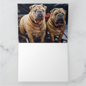 Shar Pei Snowy Sleigh Kerst Decor Kaart (Binnen)