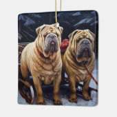 Shar Pei Snowy Sleigh Kerst Decor Keramisch Ornament (Links)