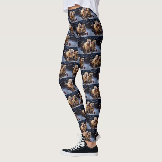 Shar Pei Snowy Sleigh Kerst Decor Leggings (Links)