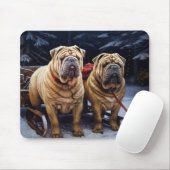 Shar Pei Snowy Sleigh Kerst Decor Muismat (Met muis)