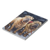 Shar Pei Snowy Sleigh Kerst Decor Notitieblok (Linkerzijde)