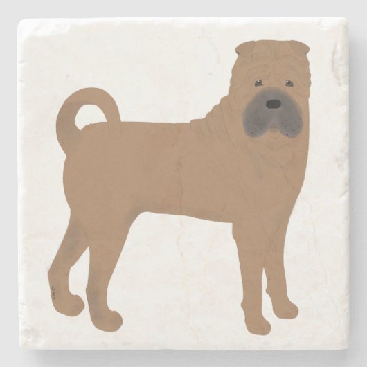 Shar Pei Stone Onderzetter (Voorkant)