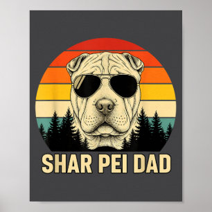 Shar Pei Vader Retro Zonsondergang Design - Vintag Poster