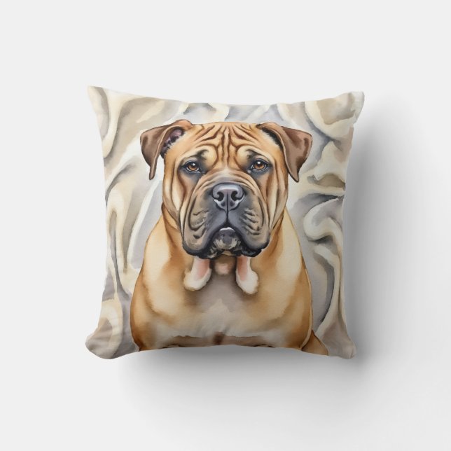 Shar Pei Watercolor Vouw Textuur Kunst Kussen (Voorkant)
