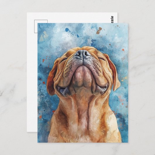 Shar Pei Waterverf schilderij Briefkaart (Voorkant / Achterkant)
