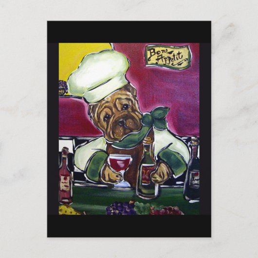 Shar-Pei wijnchef Briefkaart (Voorkant)