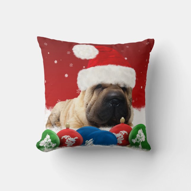 Shar Pei Winter Polyester Sierkussen 16 x 16 inch (Voorkant)