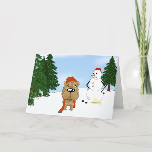Shar-Pei Winter Scene Feestdagen Kaart (Voorkant)