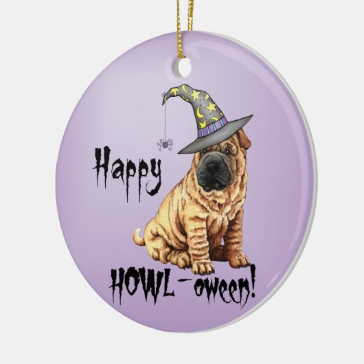 Shar-Pei Witch Ceramic Ornament (Links)