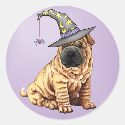 Shar-Pei Witch Heart Sticker (Voorkant)