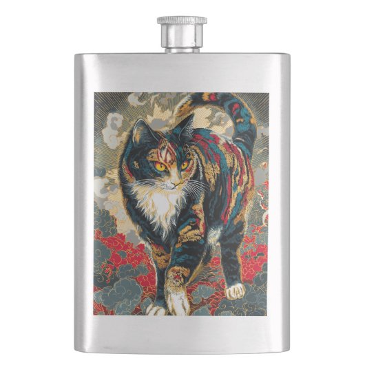 Sharaku stijl Kabuki Lucky Cat Flacon (Voorkant)