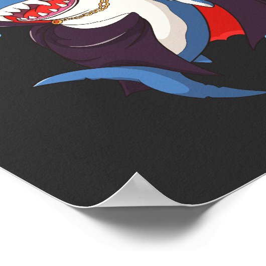 Sharcula Funny Dracula Shark Vampire Halloween T-S Poster (Hoek)