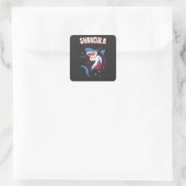 Sharcula Funny Dracula Shark Vampire Halloween T-S Vierkante Sticker (Tas)