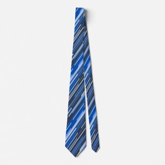 Shards Geometric Diagonal Striped Navy Tweezijdig Stropdas (Voorkant)