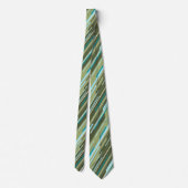 Shards Geometric Striped Green Single-Side Stropdas (Achterkant)