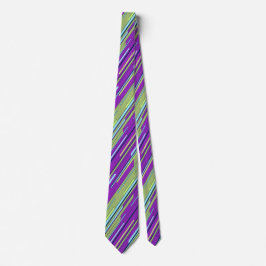 Shards Geometric Striped Violet & Moss Two-side Stropdas