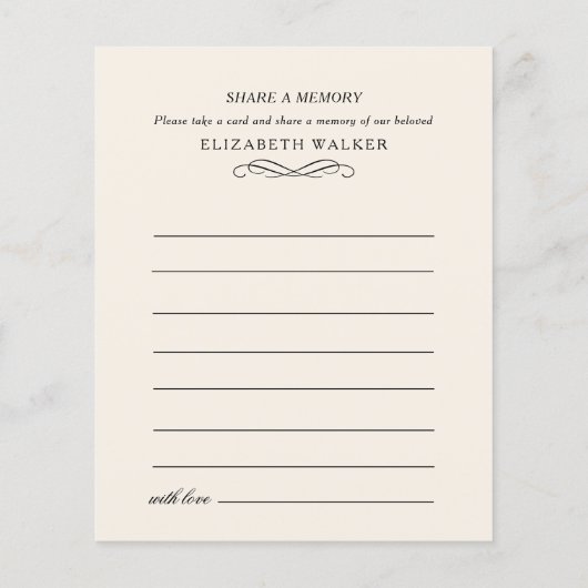 Share a Memory Funeral Service Attendance (Achterkant)