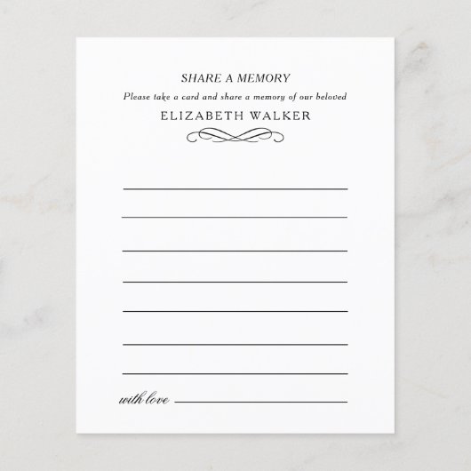 Share a Memory Funeral Service Attendance (Achterkant)