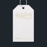'Share a Memory' Modern Script Wedding Gold Cadeaulabel<br><div class="desc">Voeg een persoonlijk tintje toe aan uw bruiloft met een modern script bruiloft advies en wenst label kaart. Label Deze geheugenkaart heeft de titel 'share a memory' in een modern gouden script lettertype stijl en details in een modern gouden sans serif lettertype stijl op een witte achtergrond. Let op: De...</div>