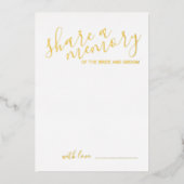 'Share a Memory' Modern Script Wedding Gold Folie Uitnodiging (Voorkant)