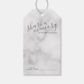 'Share a Memory' Modern Script Wedding Marble Cadeaulabel (Voorkant)