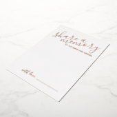 'Share a Memory' Modern Script Wedding Roos Gold Folie Uitnodiging (Gedraaid)