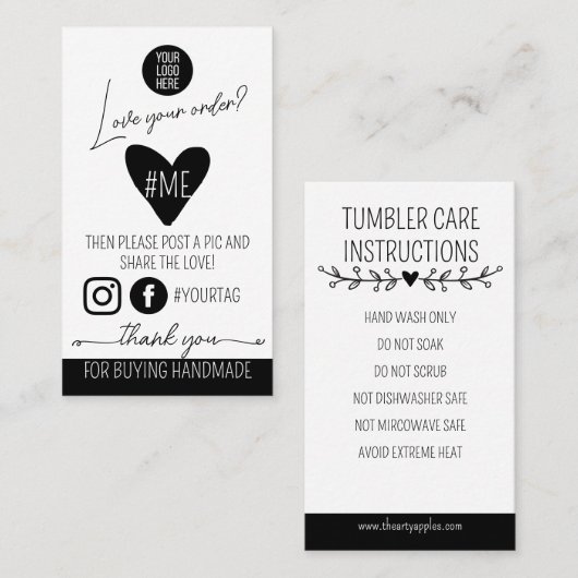 Share & Care Product Insert Card small business Visitekaartje (Voorkant / Achterkant)