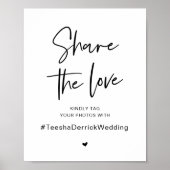 Share The Love, Huwelijkshashtag, Zwart-wit Poster (Voorkant)