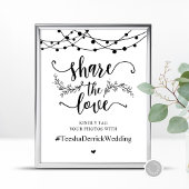 Share The Love, Huwelijkshashtag, Zwart-wit Poster