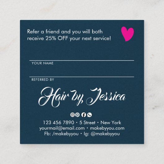 Share the love script typography referral card contactkaartje (Achterkant)