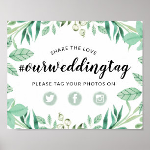 Share the Love Wedding Hashtag Social Media Sign Poster