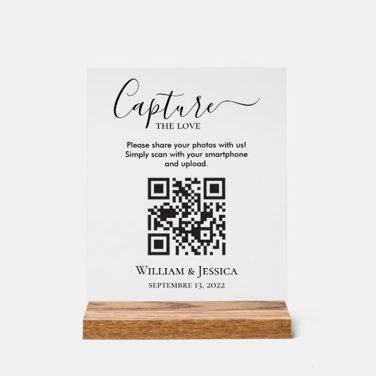 Share Wedding Photos With QR Code Acryl Bord (Voorkant)